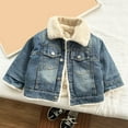 thumbnail image 5 of JAHH Baby Boys Sher𝗉a Denim Jacket, Western Cowboy Lapel Fleec𝖾 Coat - Winter Warm Button Down Crop Top Outerwear, 5 of 8