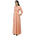 thumbnail image 4 of Bimba Women's Mandarin Collar Plain Jilbab Dress With Pockets Full Sleeve Maxi, 4 of 5