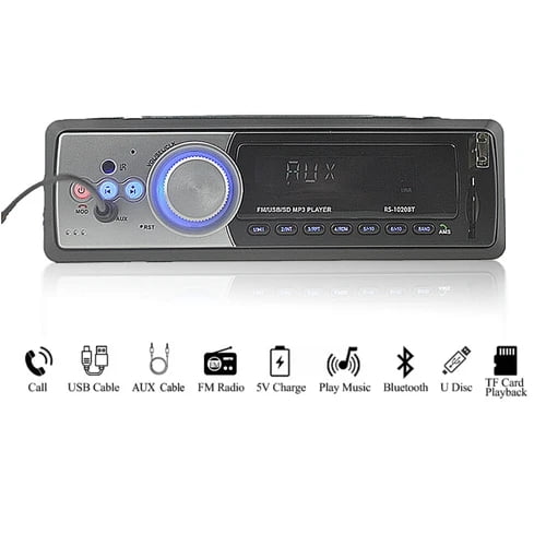 MP3 Player In-Dash Single 1 Din Car Stereo Radio Bluetooth FM Audio USB/AUX/SD In-Dash Unit MP3