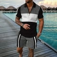 thumbnail image 2 of Wyzesi Men Workout Pantsuit Inseam Red Male Casual Striped Gradient Ramp Print Two Piece Suit Zipper Short Sleeve Top Blouse Suit Drawstring Pocket Short Set Sleep Pantsuit Men, 2 of 4
