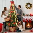 thumbnail image 3 of RAYOCON 7.5FT Pre-Lit Pop-Up Christmas Tree with 200 Warm  Lights, Fully Decorated Red & Gold Ornaments, Easy Assembly Collapsible Holiday Decor, 3 of 9