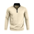 thumbnail image 4 of TOUMENY Men Zip Up Sweater High Neck Long Sleeve Solid Casual Comfy Slim Fit Pullover Fashion Knit Fall Winter Layer Tops Jacket Beige XXXL, 4 of 7