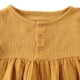 thumbnail image 5 of FNNMNNR Baby Girl Cotton Linen Solid Color  Neck Button Casual Summer Dress, 5 of 5