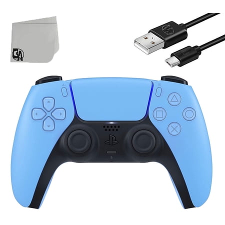 Pre-Owned PS5 DualSense Wireless Controller Bundle - Blue - With Charging Cable with BOLT AXTION