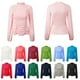thumbnail image 3 of Moda mujer color sólido blusa cuello alto manga larga acanalada delgada casual otoño camiseta Abanopi Rojo/Pequeña, 3 of 7