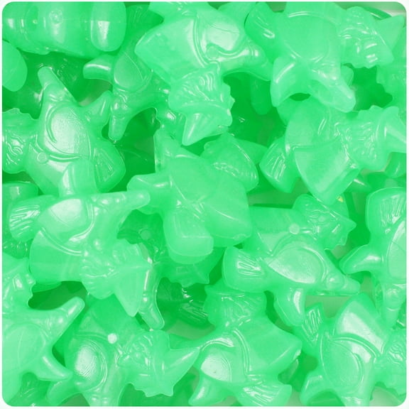 BeadTin Green Glow 24mm Halloween Witches Pony Beads (24pcs)