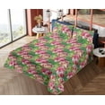 thumbnail image 4 of Ambesonne Rose Pattern Fitted & Flat Sheet with Shams 4 Pcs Set, Wild Jungle Flowers, King, Fern Green Magenta, 4 of 5