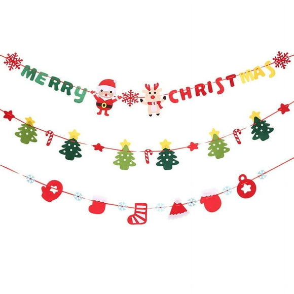 nipocaio Christmas Bunting Banner Ornaments Pull Flag Christmas Banner Need DIY Serial Processing 3pcs
