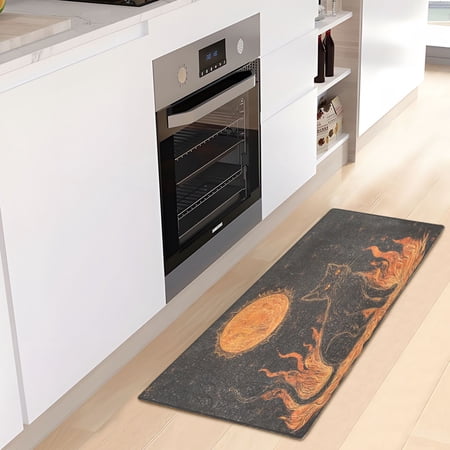 WOBOGO Inferno Feline Illuminated Folio Carpet 39x20in Kitchen Bathroom Plush Absorbent Non-Slip Floor Mat