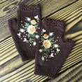 thumbnail image 2 of Guantes cálidos bordados para mujer de otoño e invierno, guantes de punto con flores para adultos, guantes bordados, 2 of 4