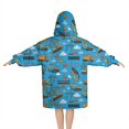 thumbnail image 2 of Cartoon Construction Vehicles Cranes Blanket Hoodies for Kids 6-13YR Oversize Wearable Blanket Hoodies for Boys Girls Teens, 2 of 7