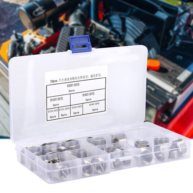 Reparación de roscas, 35 piezas de insertos de rosca para tapón de drenaje de automóvil, herramientas de reparación de hardware, True Excellence