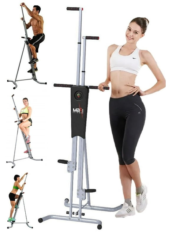 Maxi Climber Vertical Climber Stair Climbing Step Fitness Full Body Workout Machine, Adjustable Stair Climbing Fitness Machine, Home Gym Exercise Stair Stepper Cardio Strength Training + Monitor