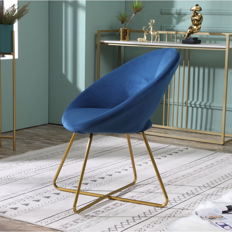 Roundhill Furniture Slatina Velvet Upholstered Accent Chair, Blue photo 2