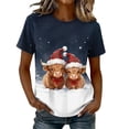 thumbnail image 3 of Axdhxbd Womens Christmas Shirt Cute Highland Cow Graphic Tees Xmas Short Sleeve Crew Neck Tshirts Plus Size Holiday Tops S-5XL, 3 of 7