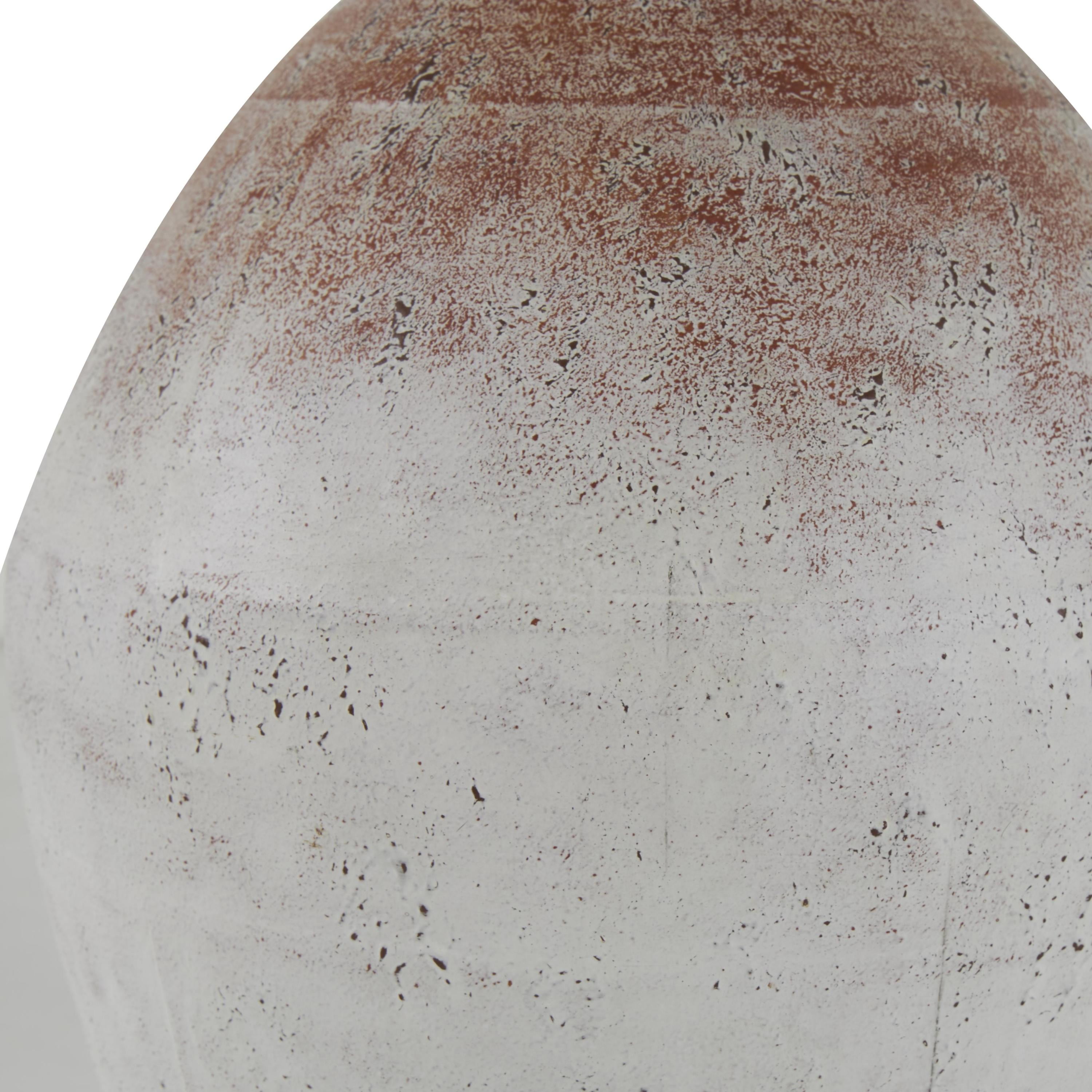 DecMode 14" Distressed Textured Copper Metal Vase with White Center