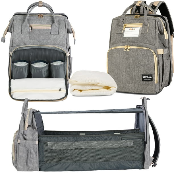 HAPPYLUOKA Diaper Bag with Changing Station, 3 in 1 Large Capacity