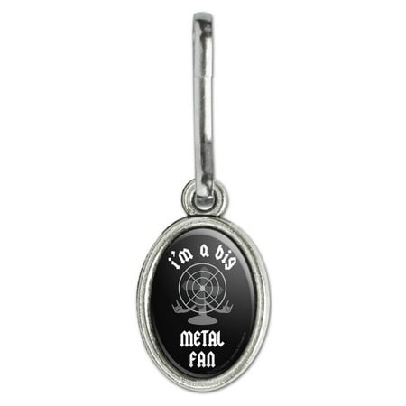 I'm a Big Metal Fan Rock Roll Funny Humor Antiqued Oval Charm Clothes Purse Suitcase Backpack Zipper Pull Aid