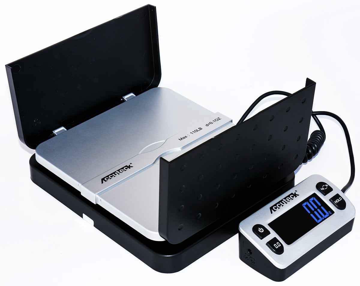 accuteck shippro 110lbs x 0.1 oz. digital shipping postal scale, black (w-8580-110-black)