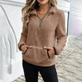thumbnail image 2 of BUIGTTKLOP Fuzzy Fleece Sweatshirts for Women 1/4 Zip Pullover Tops Long Sleeve Shirts Thiken Winter Warm Pullovers with Pockets, 2 of 8