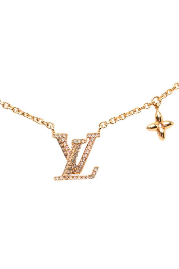 Pre-Owned Louis Vuitton Collier LV Iconic Pendant Necklace M00985 Gold Plated Rhinestone...