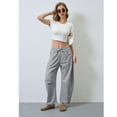 thumbnail image 2 of Lentta Women's Barrel Leg Sweatpant Drawstring Elastic Waisted Wide Leg Pants Casual Cotton Palazzo Trousers with Pockets, 2 of 7