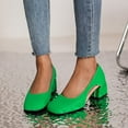 thumbnail image 2 of KIJBLAE Women Cut out Pumps Elegant Solid Color Office Ladies Shoes Thick Heels Hollow Out Party Dress Shoes High Heels Slip-On Female Footwear Green 39, 2 of 6