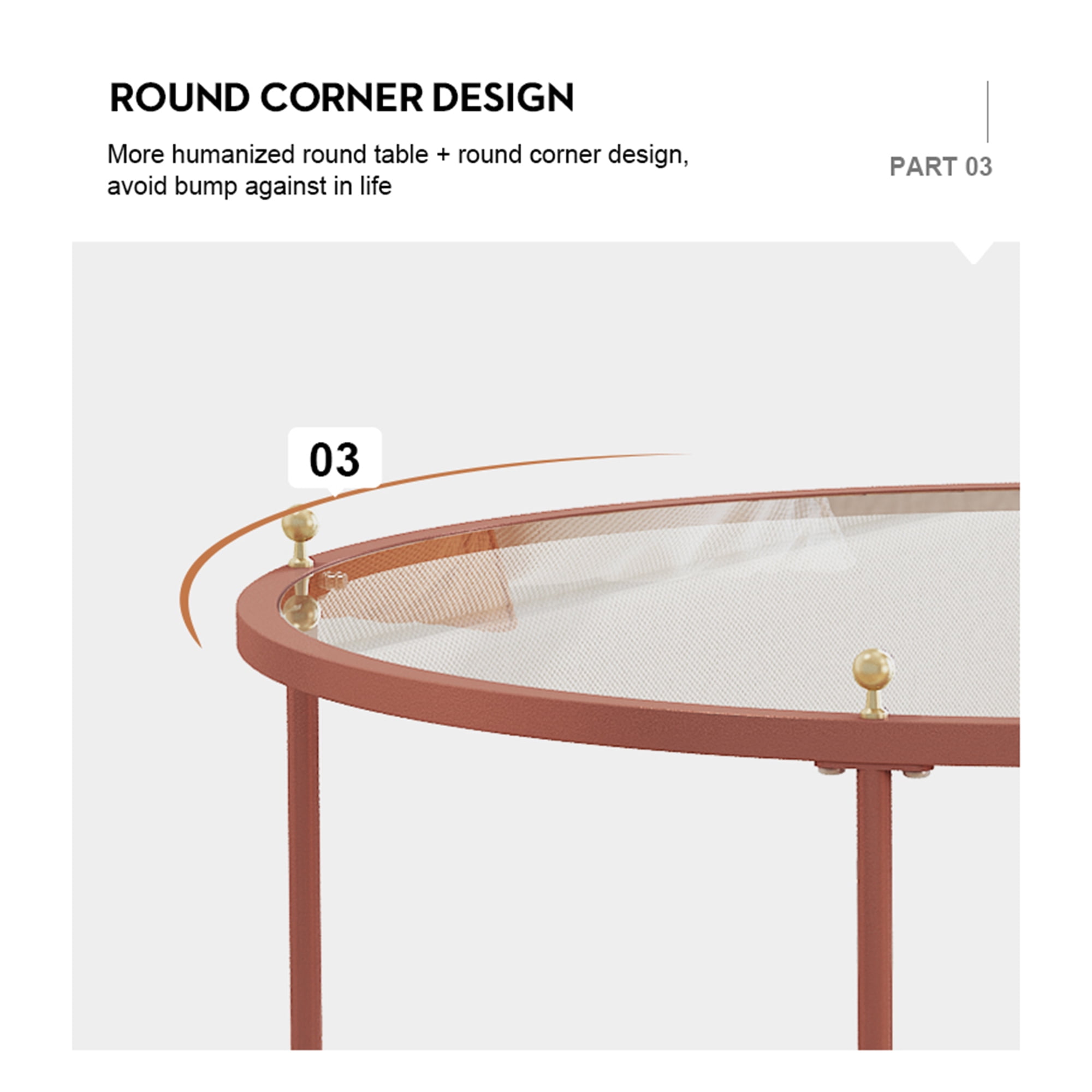 Yardi Yard Modern Tempered Glass Top Coffee Table, Clear Round Center Table Sofa Table with Metal Legs for Living Room Furniture Rose Gold Yardi Yard Modern Tempered Glass Top Coffee Table, Clear Round Center Table Sofa Table with Metal Legs for Living Room Furniture Rose Gold