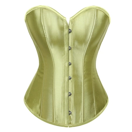 Corset Top For Women Bustier Lingerie for Women Stain Overbust Vintage Waist Cincher Gold 2XL