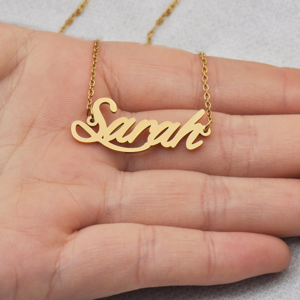 18k Gold Plated Sarah Name Necklace Delicate Dainty Jewlery Mother