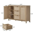 thumbnail image 6 of SICOTAS 52" W Large Rattan Sideboard Buffet Cabinet with 3 Drawers and 2 Doors, Boho Long Credenza Cabinet for Dining Room, Coffee Bar Table with Storage for Living Room, Entryway, Light Oak, 6 of 8