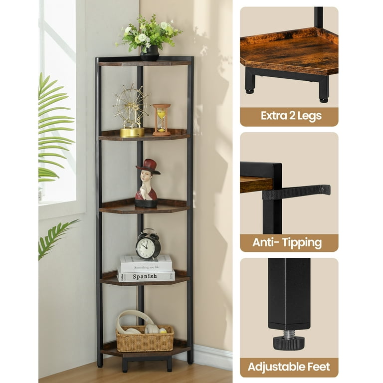 Hzuaneri Industrial 5-Tier Wall Corner Display Shelf with