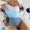 Blue, variant on hoksml Womens Swimsuit,Shoulder Match Color Sexy High Waist One-piece Bikini Swimsuit Female Bikinis Tops