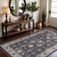 thumbnail image 2 of 4x6 Living Room Area Rugs: Washable Non-slip Boho Decorative Rugs For Bedroom Low Pile Neutral Small Carpet Kitchen Dining Non-shedding Floor Mat Office (4x6 Black), 2 of 8