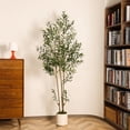 thumbnail image 4 of 7 Feet (84'') Artificial Olive Tree Fluffy Plants Indoor for Home Corner, Faux Olive Tree for Modern Home Office Living Room Floor Decor Indoor, 4 of 6