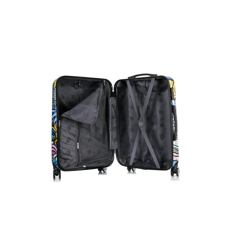 Inusa Prints 3-Piece Hardside Spinner Luggage Set in World Print Multi