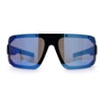 thumbnail image 4 of Locs USA Flag Oversized Wrap Around Gangster Plastic Biker Sunglasses [Matte Black - Blue Mirror], 4 of 7