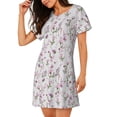 thumbnail image 2 of Xecao Orchids Flowers for Women's Loose Nightgown Sleepwear Short Sleeves Shirt Casual Print Sleepdress, 2 of 6