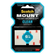 Scotch-Mount Clear Double-Sided Mounting Strips, 1 in x 3 in, 8 Strips