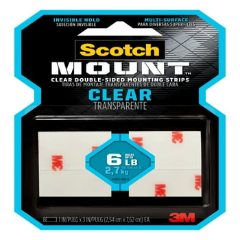 Scotch- Clear Double-Sided ing Strips, 1 in x 3 in, 8 Strips