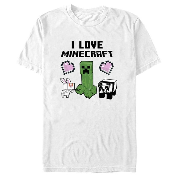 Men's Minecraft Love and Mobs  Graphic Tee White Large