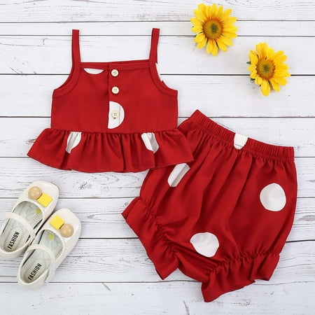 

Simplmasygenix Toddler Shorts Clearance Draft Day Toddler Girls Summer Clothes Big Polka Dot Ruffled Camisole Shorts Suit