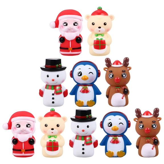 RENACLIPY 10pcs Christmas Finger Puppets Assorted Colors PVC Holiday Party Favors for Kids and Adults
