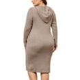 thumbnail image 4 of DARING DIVA Plus Size Women Fall Sweater V Neck Knit Pullover Dress 4X Khaki, 4 of 6