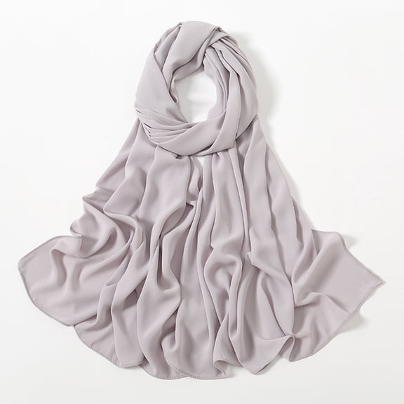 VV AVEORS Women Lightweight Chiffon Scarf Breathable Solid Color Long Trendy Fashion Smooth Scarves Shawls Wrap Light Gray