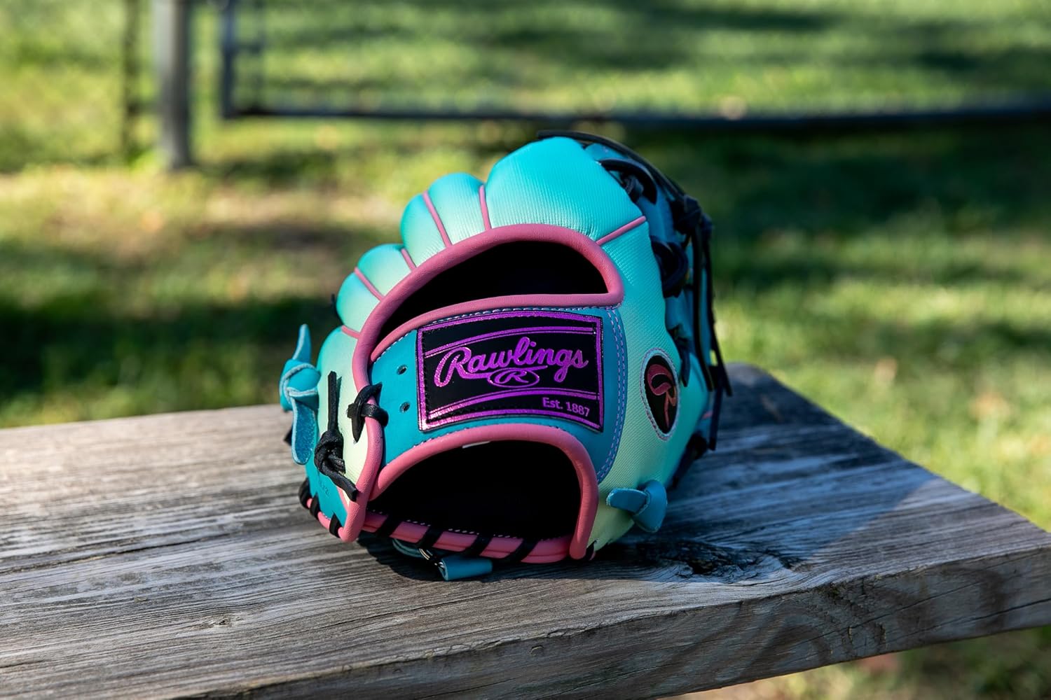 Rawlings | Heart of The Hide Baseball Glove | Funburst Series | Right Hand Throw | 11.5" | Infield | Pro I-Web | Teal/Pink/Black