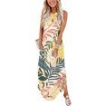 thumbnail image 1 of SMihono Robe Maxi Bohème d'Été pour Femmes Grande Taille Robe Longue Sans Manches Imprimée Col Croisé devant Robe de Plage, 1 of 5