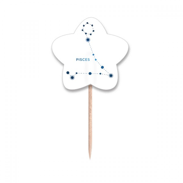 Constelación de Piscis signo zodiaco Selección de pastelitos Star lable Flag en palillos de dientes