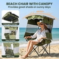 thumbnail image 5 of ABORON Camping Chair with Canopy Shade, Folding Beach Canopy Chair with Cooler Bag, Side Pockets and Cup Holder, Portable Ergonomic Camping Chair for Adults Camping, Picnic, Fishing, Tailgate - Green, 5 of 9