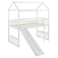 CITYLE Twin Loft Bed with Slide, Wood House, Guardrails, White